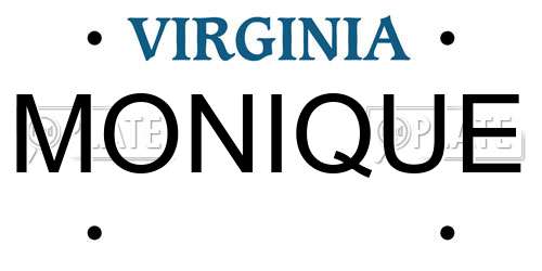 MONIQUE Virginia License Plate