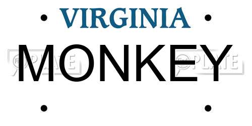 MONKEY Virginia License Plate