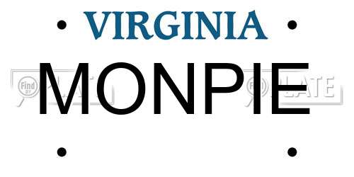 MONPIE Virginia License Plate