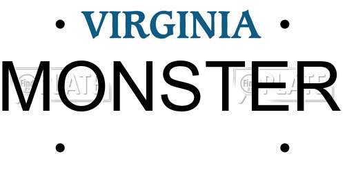 MONSTER Virginia License Plate