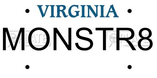 MONSTR8 Virginia License Plate
