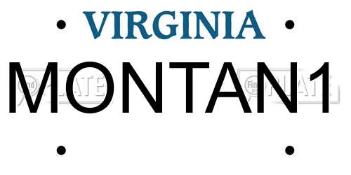 MONTAN1 Virginia License Plate