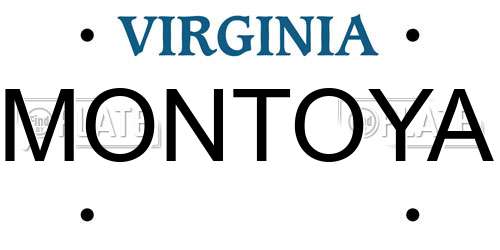 MONTOYA Virginia License Plate