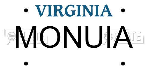 MONUIA Virginia License Plate
