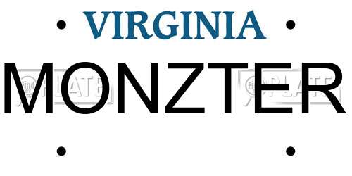MONZTER Virginia License Plate