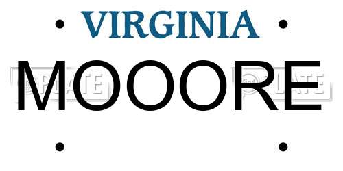 MOOORE Virginia License Plate