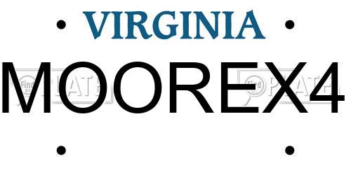 MOOREX4 Virginia License Plate