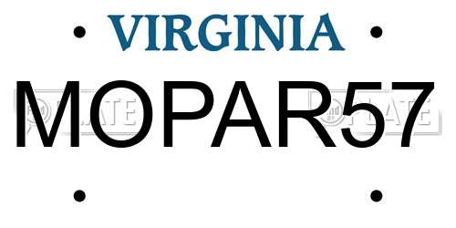 MOPAR57 Virginia License Plate