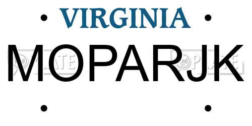 MOPARJK Virginia License Plate