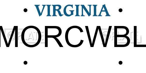 MORCWBL Virginia License Plate