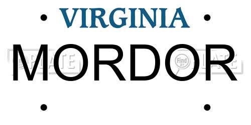 MORDOR Virginia License Plate