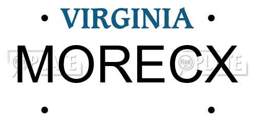 MORECX Virginia License Plate