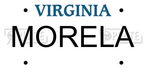 MORELA Virginia License Plate