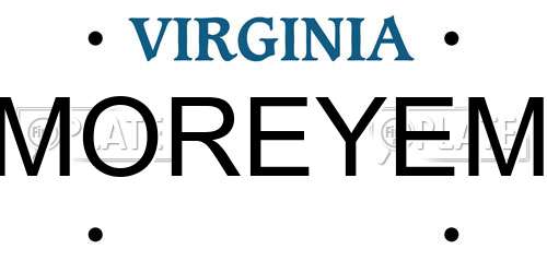 MOREYEM Virginia License Plate