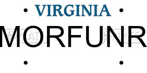 MORFUNR Virginia License Plate