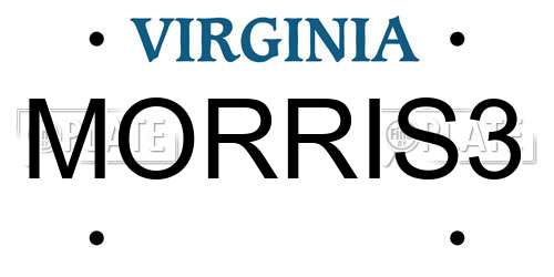 MORRIS3 Virginia License Plate