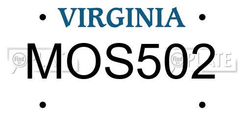 MOS502 Virginia License Plate