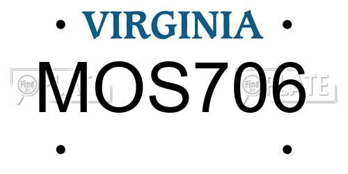MOS706 Virginia License Plate