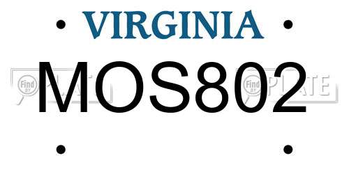 MOS802 Virginia License Plate
