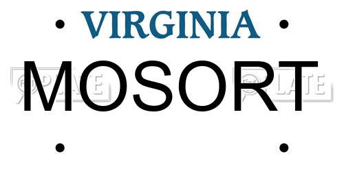 MOSORT Virginia License Plate
