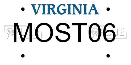 MOST06 Virginia License Plate