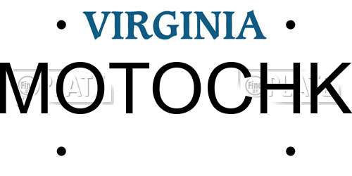 MOTOCHK Virginia License Plate