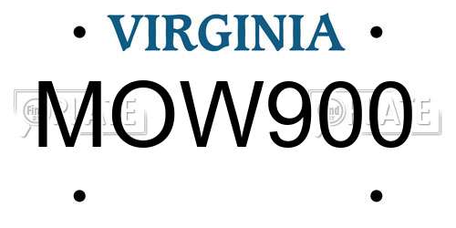 MOW900 Virginia License Plate