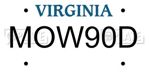 MOW90D Virginia License Plate