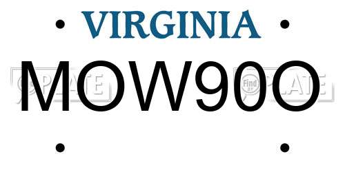 MOW90O Virginia License Plate