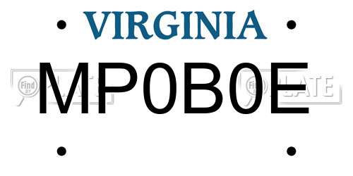 MP0B0E Virginia License Plate
