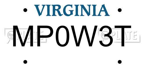 MP0W3T Virginia License Plate