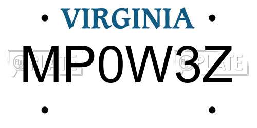 MP0W3Z Virginia License Plate