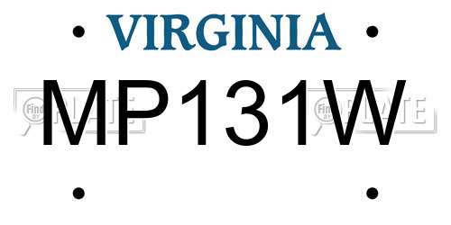 MP131W Virginia License Plate