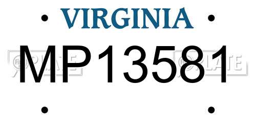 MP13581 Virginia License Plate
