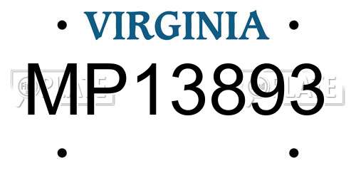MP13893 Virginia License Plate