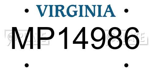 MP14986 Virginia License Plate