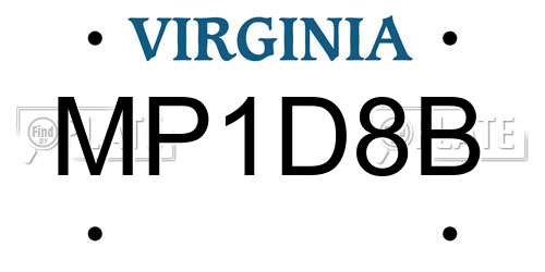 MP1D8B Virginia License Plate