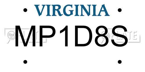 MP1D8S Virginia License Plate