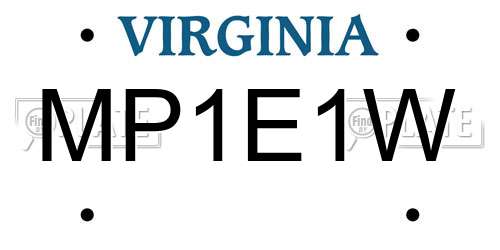 MP1E1W Virginia License Plate