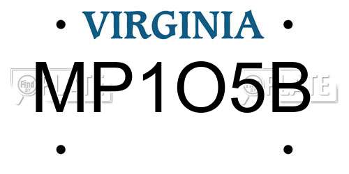 MP1O5B Virginia License Plate