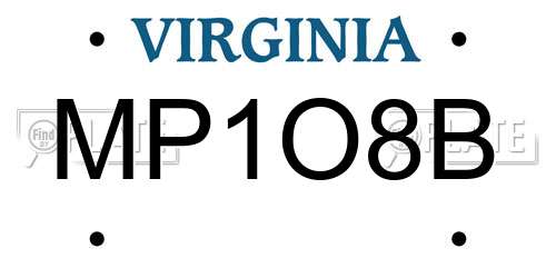 MP1O8B Virginia License Plate