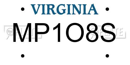MP1O8S Virginia License Plate