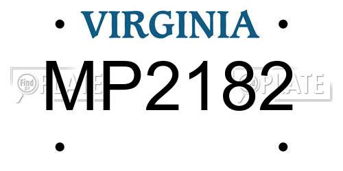 MP2182 Virginia License Plate