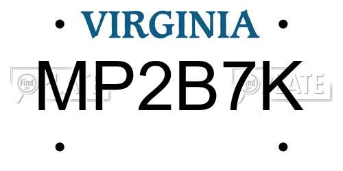 MP2B7K Virginia License Plate