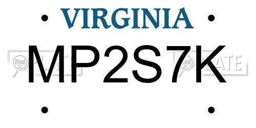 MP2S7K Virginia License Plate