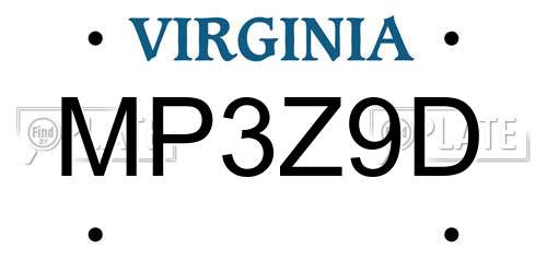 MP3Z9D Virginia License Plate