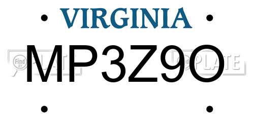MP3Z9O Virginia License Plate