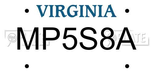 MP5S8A Virginia License Plate