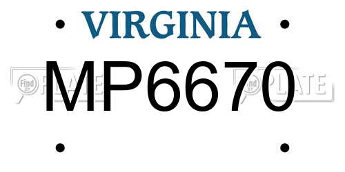 MP6670 Virginia License Plate