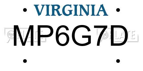 MP6G7D Virginia License Plate